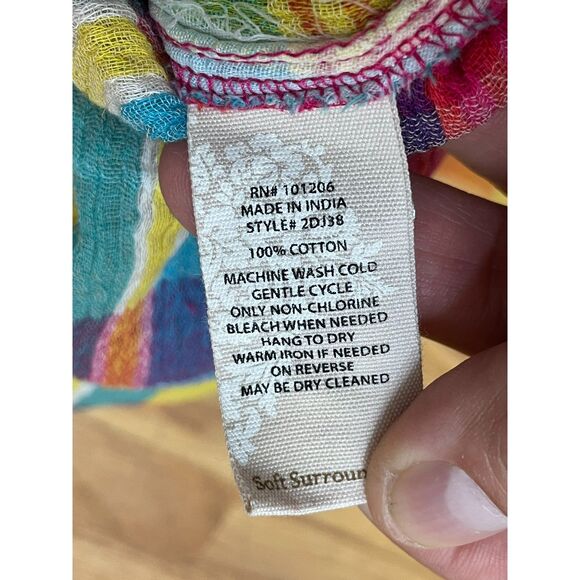 Soft Surroundings Women's Blue M Button-Up Cotton Tunic Shirt Plaid Boho Casual - Picture 6 of 10